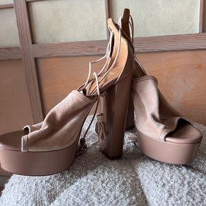 Suede and leather aquazzura heels